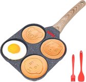 4 Cup Koekenpan Pannenkoek Pan Anti-aanbak 4 Gaten Cartoon Animal Eye Pan Gebakken Ei Pan voor Ontbijt Keuken Koken Tool Compatibel voor Alle Kachels