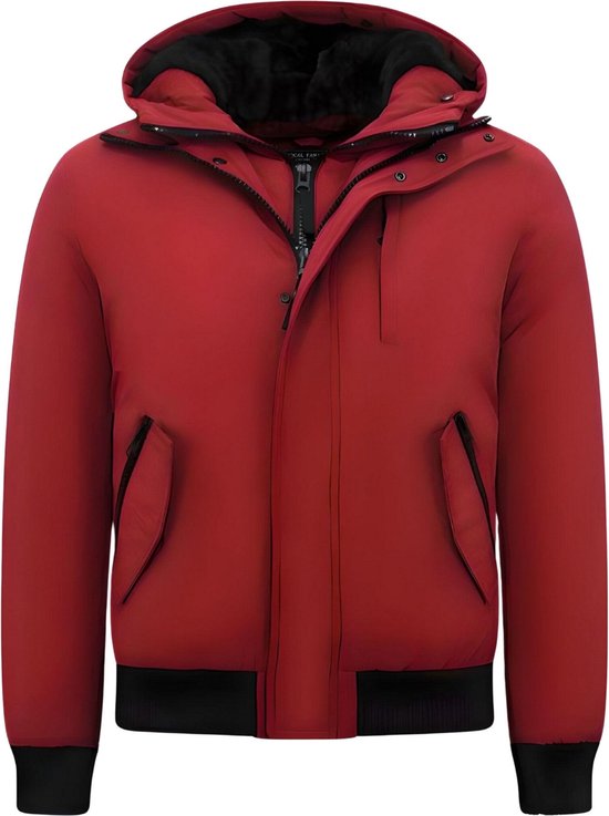 Jassen Heren Winter Capuchon - Gewatteerde Jassen - 7015 - Rode Jas