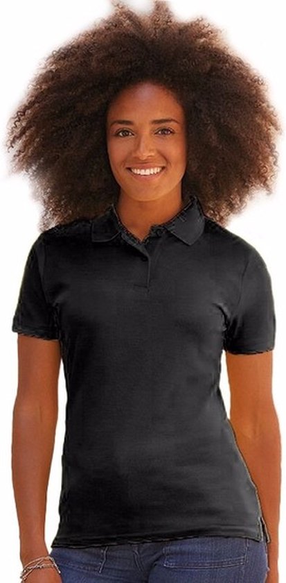 Zwart poloshirt korte mouw voor dames medium fit kort model XL