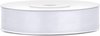 1x Hobby/decoratie wit satijnen sierlint 1,2 cm/12 mm x 25 meter - Cadeaulint satijnlint/ribbon - Witte linten - Hobbymateriaal benodigdheden - Verpakkingsmaterialen