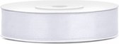 1x Hobby/decoratie wit satijnen sierlint 1,2 cm/12 mm x 25 meter - Cadeaulint satijnlint/ribbon - Witte linten - Hobbymateriaal benodigdheden - Verpakkingsmaterialen