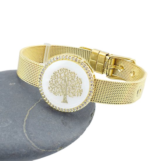 Sorprese armband - Golden Love Tree - goud - armband dames - verstelbaar 16-20 cm - cadeau - Model D