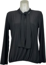 Angelle Milan – Travelkleding voor dames – Zwarte blouse met Koord – Ademend – Kreukvrij – Duurzame Jurk - In 5 maten - Maat L