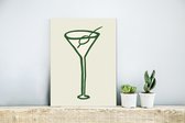 Wanddecoratie Metaal - Aluminium Schilderij Industrieel - Cocktail - Rietje - Glas - Groen - 30x40 cm - Dibond - Foto op aluminium - Industriële muurdecoratie - Voor de woonkamer/slaapkamer