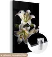 MuchoWow® Glasschilderij 20x30 cm - Schilderij acrylglas - Lelie - Bloemen - Wit - Natuur - Botanisch - Foto op glas - Schilderijen