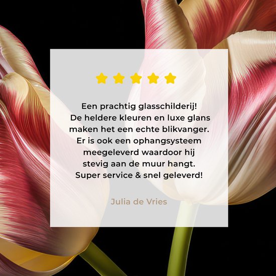 MuchoWow® Peinture sur verre - Tulipes - Fleurs - Rose - Wit - Nature - 120x80 cm - Peintures sur verre acrylique - Photo sur Glas