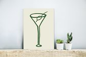 Wanddecoratie Metaal - Aluminium Schilderij Industrieel - Cocktail - Rietje - Glas - Groen - 30x40 cm - Dibond - Foto op aluminium - Industriële muurdecoratie - Voor de woonkamer/slaapkamer