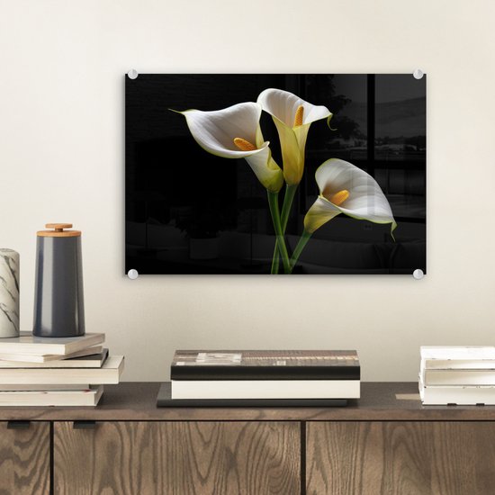 MuchoWow® Glasschilderij 30x20 cm - Schilderij acrylglas - Planten - Bloemen - Wit - Natuur - Botanisch - Foto op glas - Schilderijen