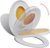 vidaXL - Toiletbril - voor - volwassenen/kinderen - soft-close - wit - en - geel