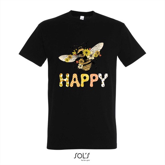 T-shirt Happy Bee - T-shirt korte mouw - zwart - 8 jaar