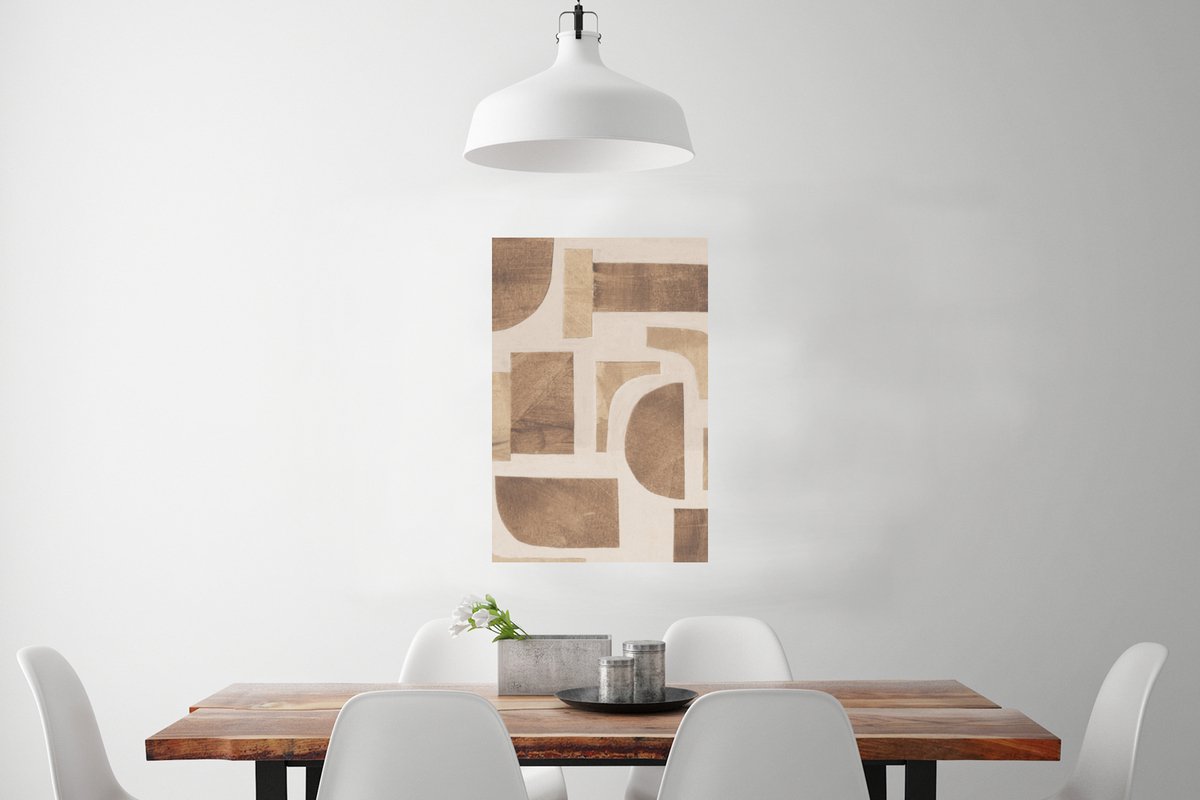 Poster Vormen - Abstract - Puzzel - Hout - 60x90 cm