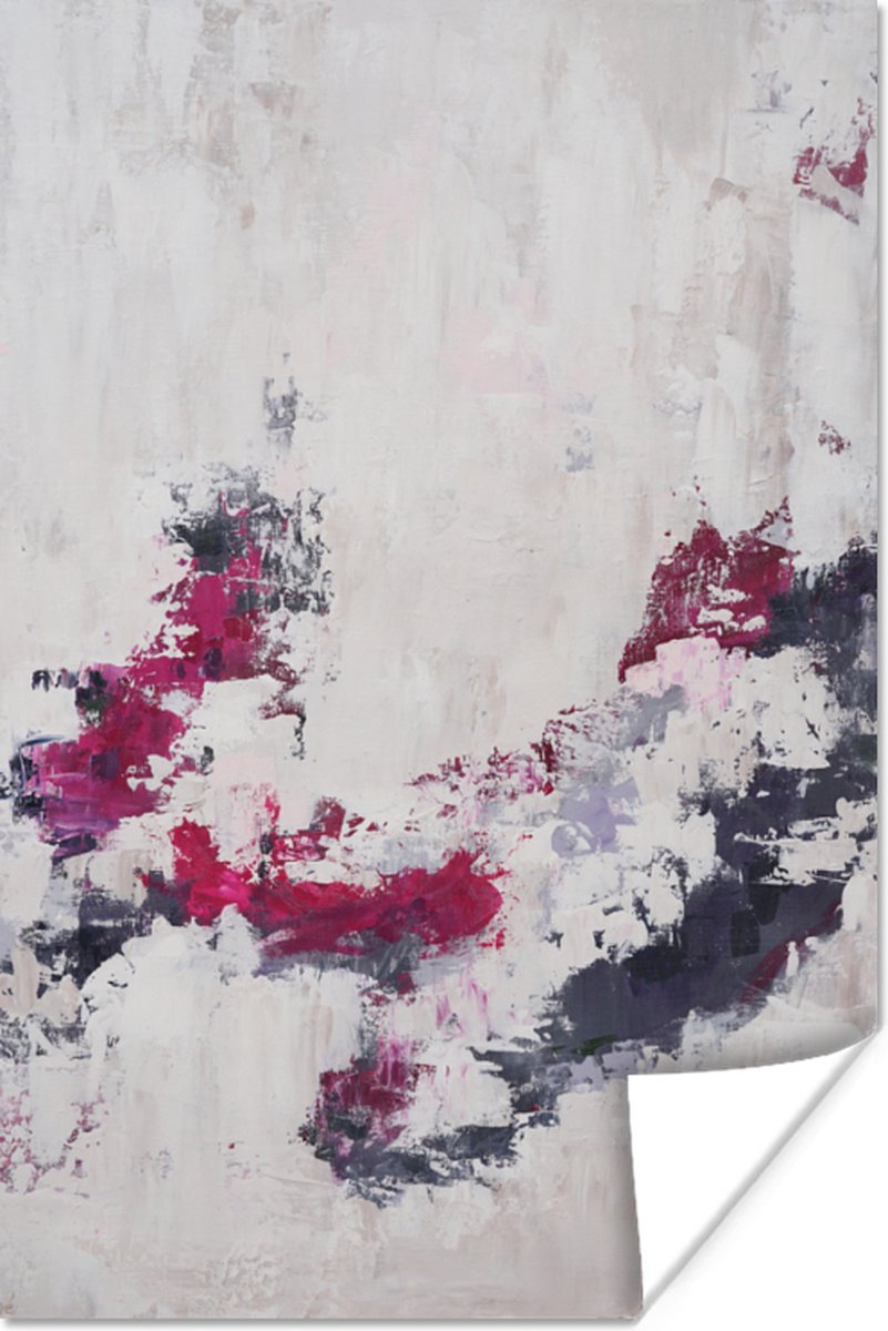 Poster Verf - Roze - Grijs - Kunst - 60x90 cm