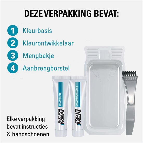 Just for Men Snor en Baard Haarkleuring M55 Zwart - Haarverf voor Mannen - Grijs Haar Verdwijnt in 5 Minuten - Versterkt Natuurlijke Kleur - Eenvoudig te Borstelen - Zonder Ammoniak - Meerdere Keren Bruikbaar - Blijft tot 8 Weken Zitten