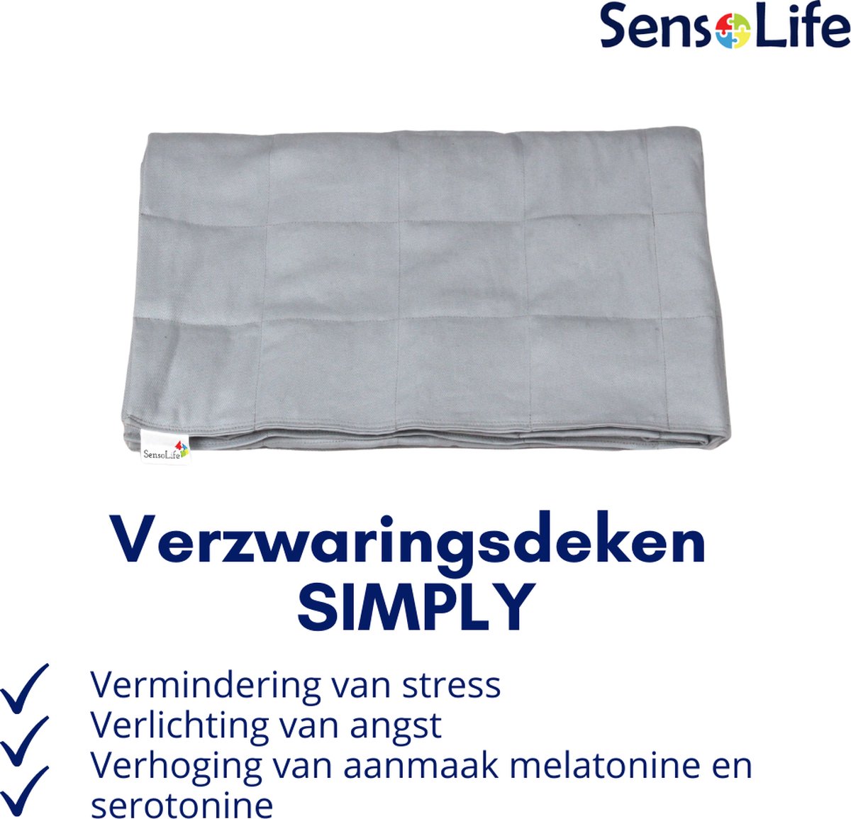 SensoLife Verzwaringsdeken SIMPLY - 8 kg - 120 x 180cm - 100% katoen - Weighted blanket