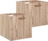 5Five Houten kistje/Opbergmand - 2x - hout - 31 x 31 x 31 cm - 29 liter - inklapbaar