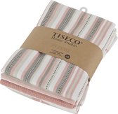 Tiseco Home Studio - Torchon MULTILINES - SET/10 - 100% coton - ultra-absorbant - séchage rapide - matériau durable - 50x70 cm - Rose