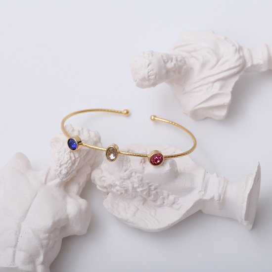 Hare Design Zirkonia Kleurrijk Stenen Armband Gecombineerde Armband Goud Vergulde - Handgemaakte Luxe Sieraden