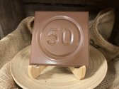 Chocolade tablet - 50 cijfer - 50 jaar - cadeau - 300 gram - melk chocolade - 165x165 mm - Verkeersbord