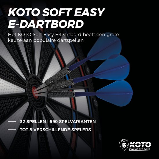 KOTO Soft Easy, Elektronisch Dartbord, Dartbord met Softtip Darts, E-Darts Multiplayer, 32 spellen en meer dan 590 variaties, Professioneel Elektronisch Dartspel, DartSet. van KOTO — afbeelding 3