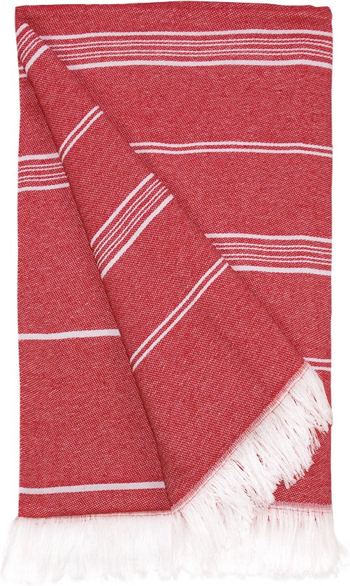 The One Towelling Hamamdoek - Recyclede handdoek - Hoge vochtopname - 60% Katoen & 40% Polyester - 100 x 180 cm - Rood