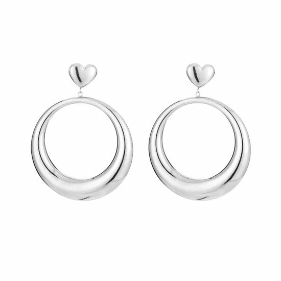 Michelle Bijoux Clips d'oreilles Coeur Circle Argent