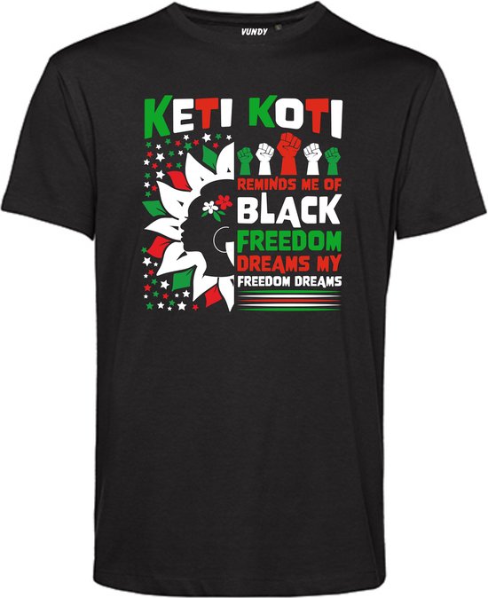 Foto: T shirt keti koti blacked freedom dreams keti koti suriname shirt slavernij verleden zwart maat l