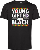 T-shirt Young Gifted and Black | Keti Koti | Suriname shirt| Slavernij Verleden | Zwart | maat XS