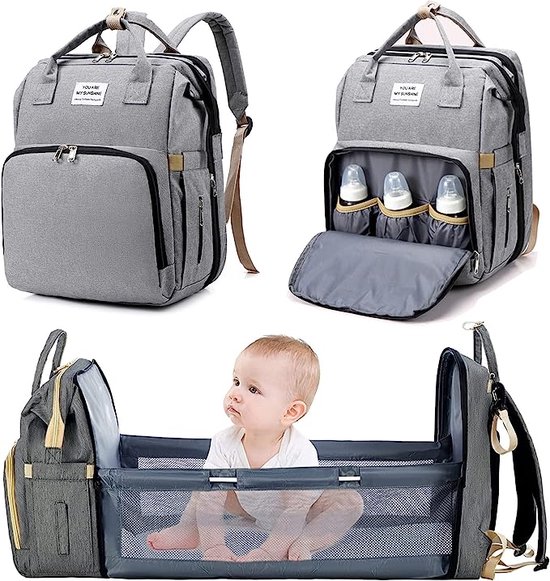 SAC À LANGER, LIT PLIANT POUR BÉBÉ 3 EN 1 MULTIFONCTIONNEL BEIGE