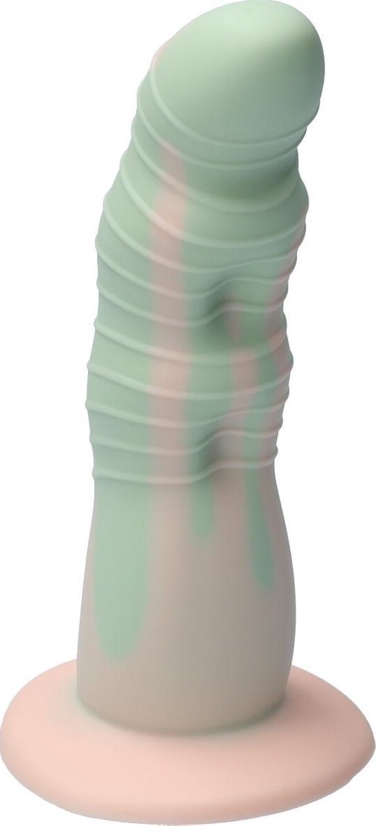 Goedkoopste Ylva & Dite - Rhea - Siliconen Dildo met zuignap - Made in Holland - Pastel Groen / Pastel Oranje