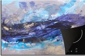 KitchenYeah® Inductie beschermer 80.2x52.2 cm - Abstract - Grijs - Blauw - Verf - Kookplaataccessoires - Afdekplaat voor kookplaat - Inductiebeschermer - Inductiemat - Inductieplaat mat
