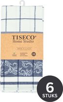Tiseco Home Studio - Keukenhanddoek PHARAO ARABESQUE - SET/6 - 100% katoen - met ophanglus - ultra-absorberend - sneldrogend- duurzaam materiaal - 50x70 cm - Donkerblauw