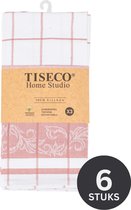 Tiseco Home Studio - Keukenhanddoek PHARAO ARABESQUE - SET/6 - 100% katoen - met ophanglus - ultra-absorberend - sneldrogend- duurzaam materiaal - 50x70 cm - Roze