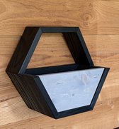 Sfeer7- Plantenbak hexagon - zwart/greywash - plantenbakken - 40x20x35cm - muur plantenbak – wandmontage