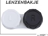 Lenzendoosje Wit/Zwart - Lenzenbakje - 1 Stuk - Opbergbakje lenzen - Contactlenzendoosje - Bewaardoosje lenzen - Lenzenhouder