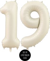 Numéro Ballon aluminium aluminium XL - Numéro 19 ans - Crème - Satin - Nude - 100 cm - 19 ans - Articles de fête anniversaire