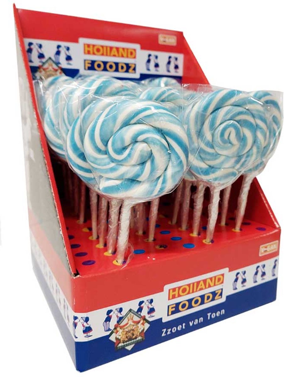 Holland Foodz Grote Spiraal Lollie Blauw - 10 stuks