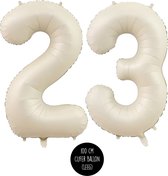 Cijfer Helium Folie ballon XL - 23 jaar cijfer - Creme - Satijn - Nude - 100 cm - leeftijd 23 jaar feestartikelen verjaardag