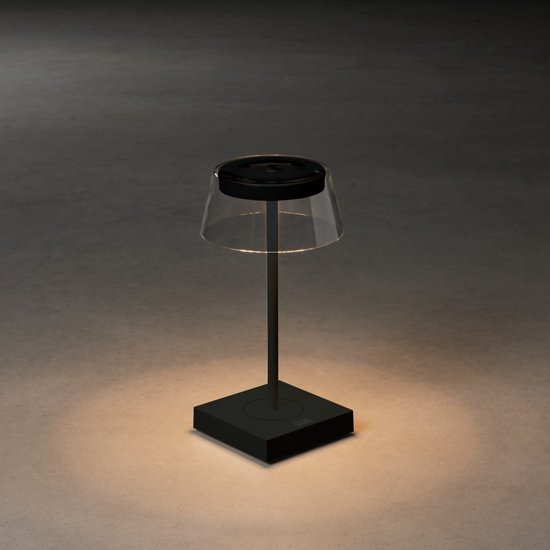 Lampe de table Scilla | 1 lumière | noir / transparent | 27 cm | batterie / batterie | rechargeable | USB