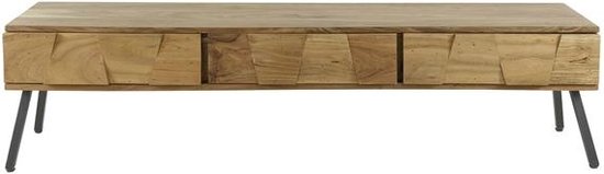 Meuble TV Alisa bois d'acacia 180x40x45 cm 3 tiroirs