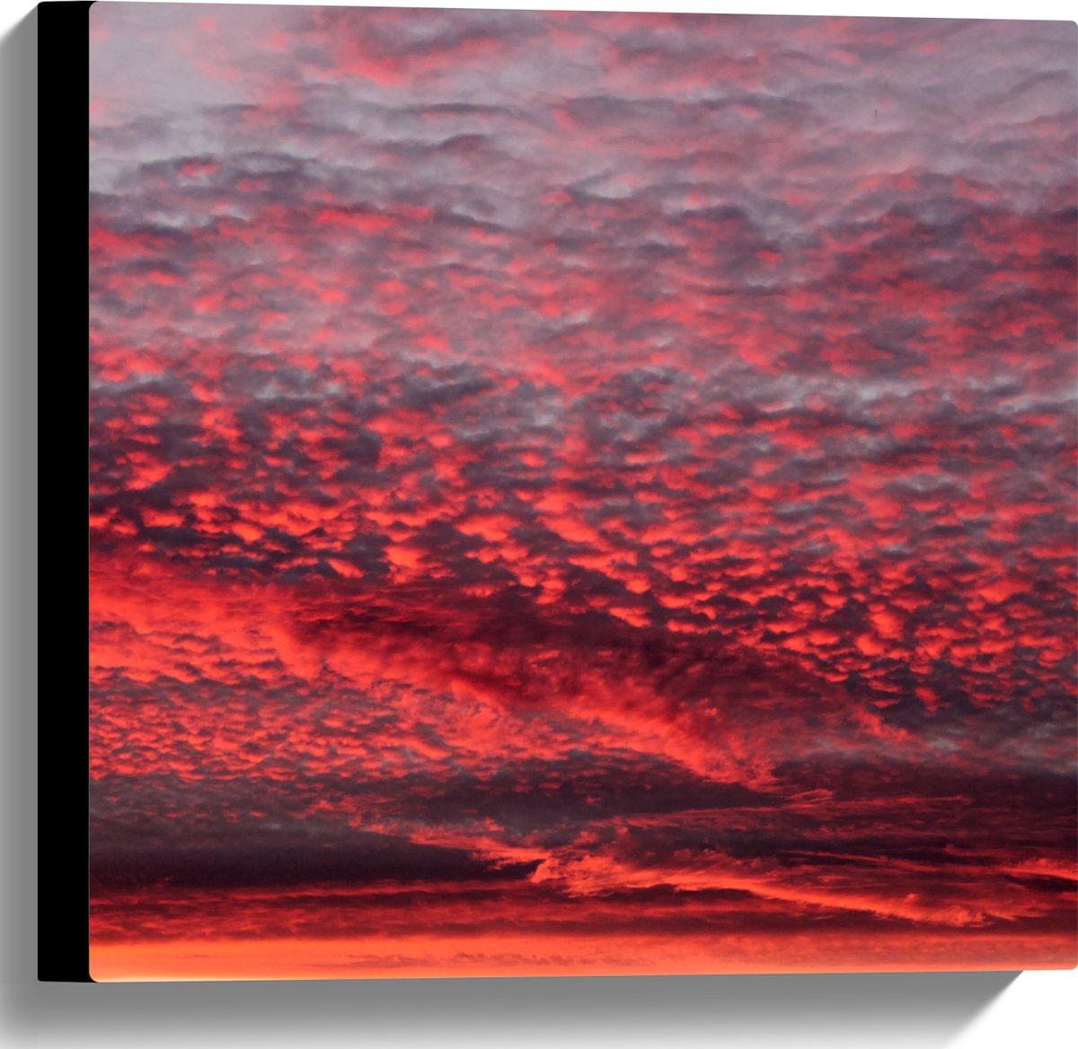 Canvas - Rode Gloed over Sluierbewolking in de Lucht - 40x40 cm Foto op Canvas Schilderij (Wanddecoratie op Canvas)