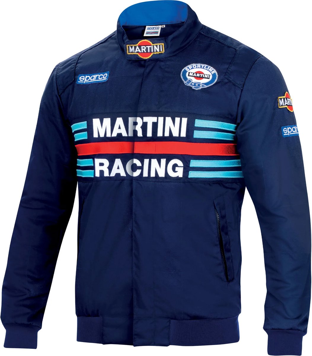 Sparco Martini Racing Bomberjas - Iconische Stijl - Heren/Dames - S - Blauw