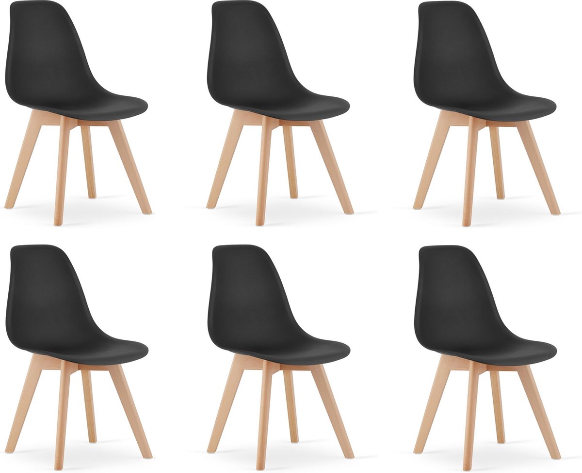 Viking Choice KITO - Eetkamerstoelen - set van 6 eettafel stoelen - zwart