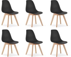 KITO - Eetkamerstoelen - set van 6 eettafel stoelen - zwart