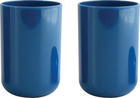 MSV Drinkbeker/limonadebeker - 4x - PS kunststof - donkerblauw - 490 ml - camping bekers