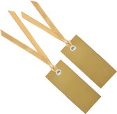 Santex cadeaulabels met lintje - set 24x stuks - goud - 3 x 7 cm - naam tags