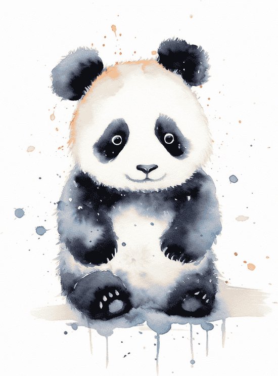 Panda Poster | Panda cartoon poster | Kinderposter | Babyposter | Poster Kinderkamer | 51x71cm | Geschikt om in te lijsten