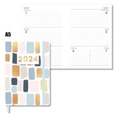 MGPcards - Agenda 2024 - A5 (21,5x15,5 cm) - Foliedruk - Week op 2 pagina's - Ruime vakken - Pastel
