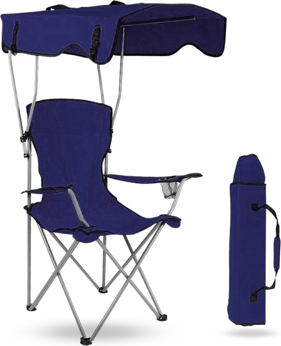 NOVO Strandstoel - Visstoel - Klapstoel met Zonneluifel - Stoel voor Kamperen - Opklapbaar