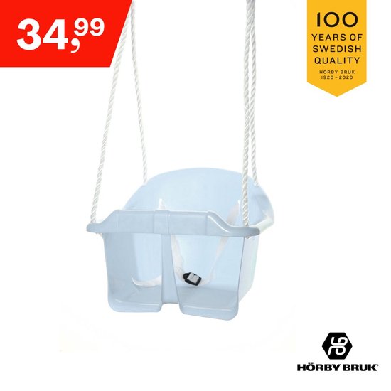 Horby Bruk® - Schommelzit - Lichtblauw - Kinderen - Babyzitje - Schommelzitje - Schommel - Made in Sweden - Zitje - 2 jaar garantie