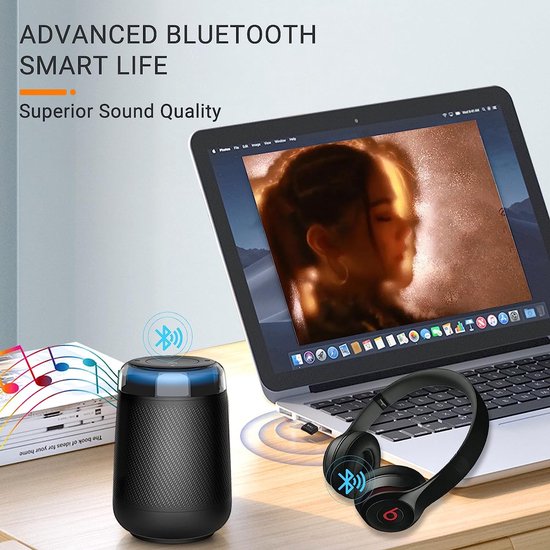 NÖRDIC BT6 USB Bluetooth Dongle adapter - Bluetooth 5.3 - Zwart - NÖRDIC